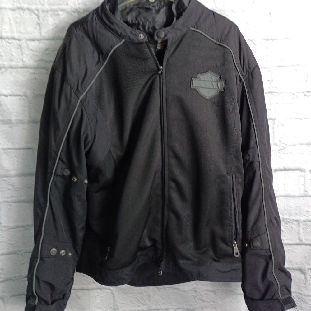 Harley Davidson Mens 3-in-1 Riding Jacket Black Mesh Textile Body Armor Size XL